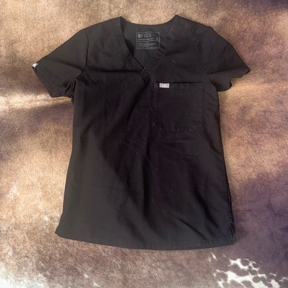 Figs Technical Collection Scrub Top- Black